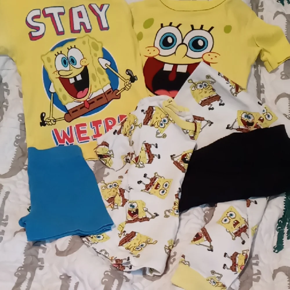 SpongeBob SquarePants Kids Pajamas - Yellow, Blue, and White - Picture 1 of 1